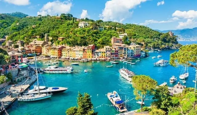 Portofino harbour with its painted houses