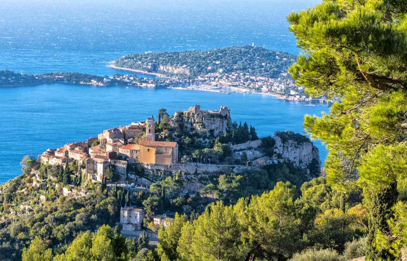 Èze village on its rock above the sea