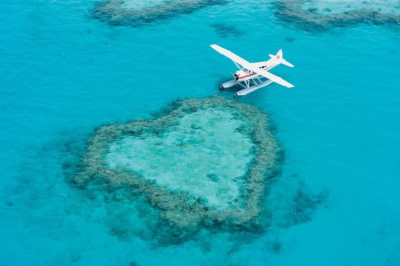 A sand spit surrounded by reef