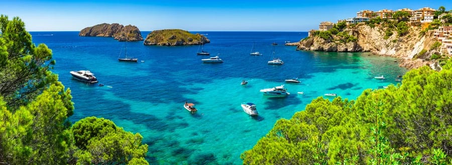A cove with turquoise water in the Balearic Islands